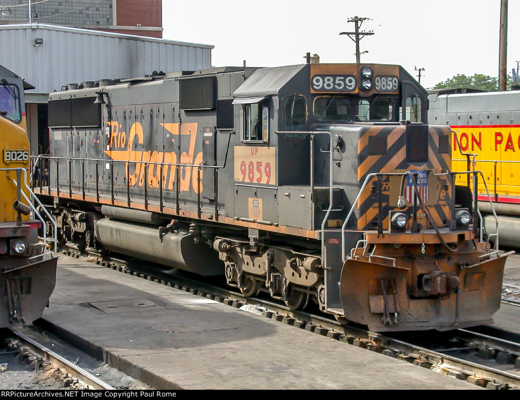 UP 9859, EMD SD50, ex UP 5109, ex DRGW 5515, at UPRR Proviso Shop